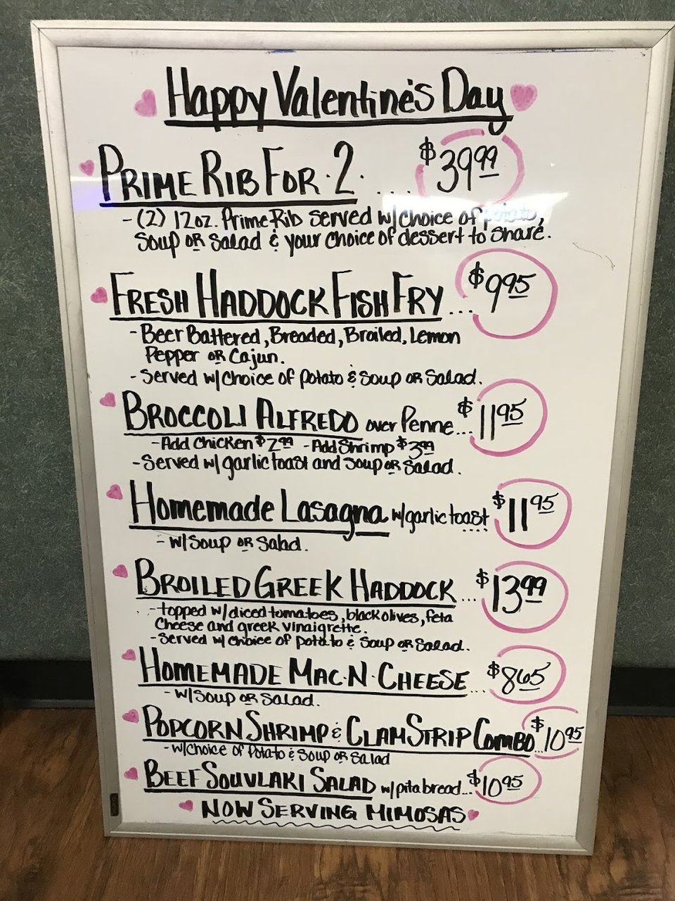 Menu page with kid's meals and breakfast sides.
